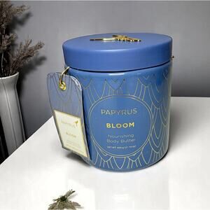 Papyrus Bloom Nourishing Body Butter 600g In‎ Decorative Blue Jar Gold Accent